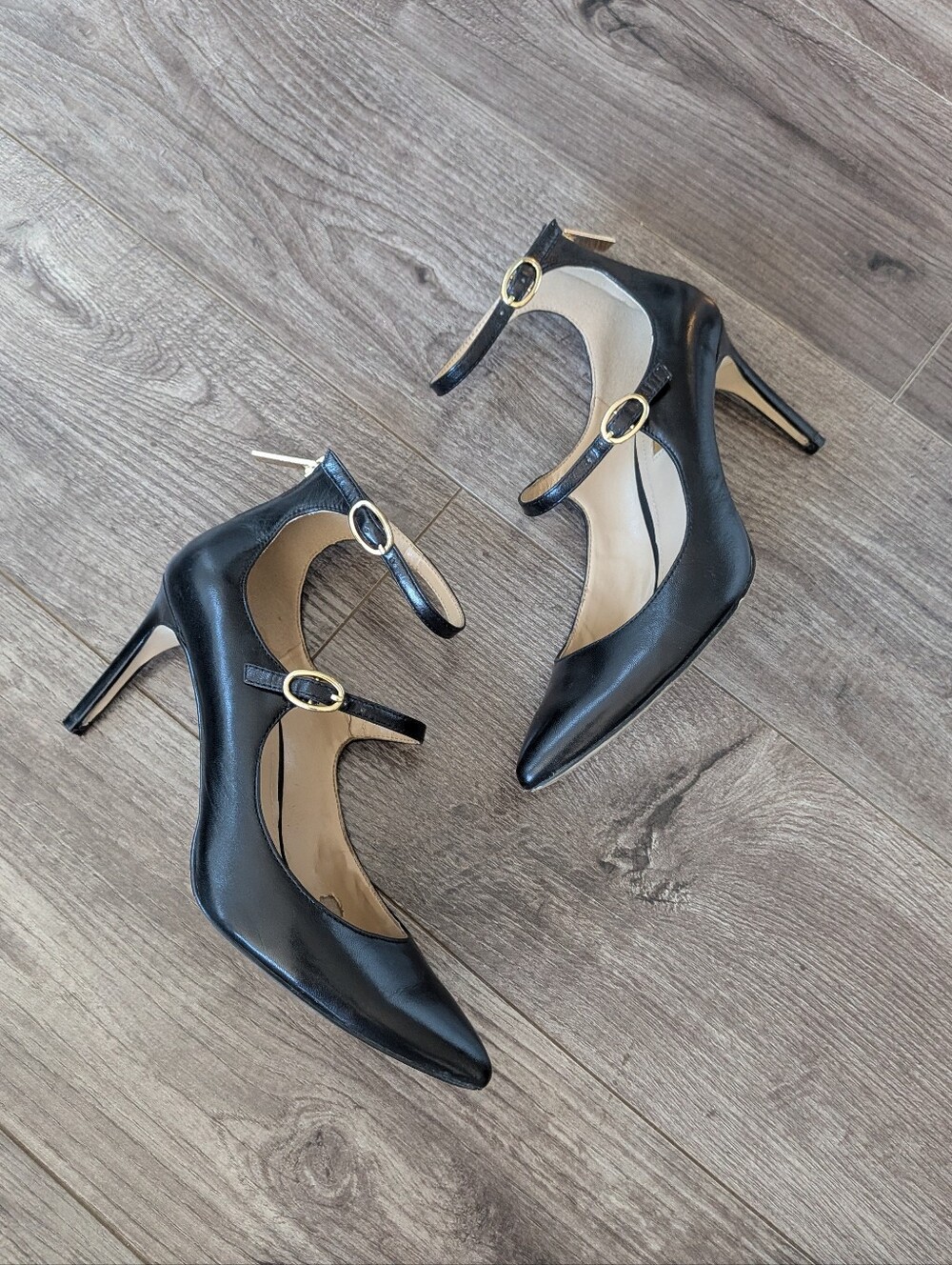 BCBG Generation Black Pointed Toe Strappy Stiletto Heel Pumps Shoes